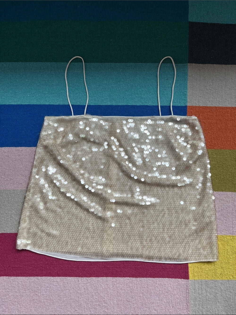 Tanya Taylor Champagne Sequin Velvet Cami